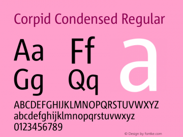 CorpidCondensed-Regular Version 2.001 Font Sample