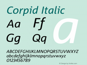 Corpid-Italic Version 2.001 Font Sample