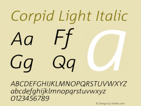 Corpid-LightItalic Version 2.001 Font Sample