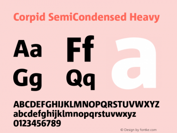 CorpidSemiCondensed-Heavy Version 2.001 Font Sample