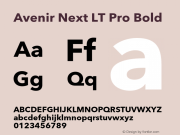 AvenirNextLTPro-Bold Version 3.000 Font Sample