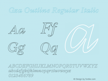 Gza-OutlineRegularItalic Version 1.000;PS 001.000;hotconv 1.0.88;makeotf.lib2.5.64775 Font Sample