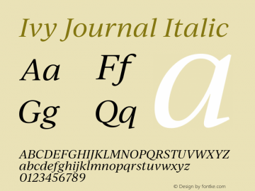 IvyJournal-Italic Version 1.001 Font Sample