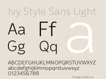 IvyStyleSans-Light Version 1.002; build 0017 Font Sample