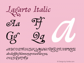 Lagarto-Italic Version 1.000;PS 001.000;hotconv 1.0.88;makeotf.lib2.5.64775图片样张
