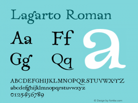 Lagarto-Roman Version 1.000;PS 001.000;hotconv 1.0.88;makeotf.lib2.5.64775图片样张