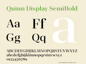 QuinnDisplay-SemiBold Version 1.0 Font Sample