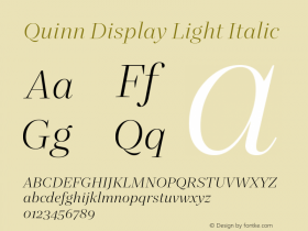 QuinnDisplay-LightItalic Version 1.0 Font Sample