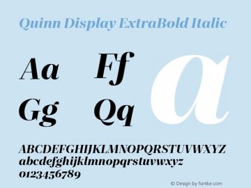 QuinnDisplay-ExtraBoldItalic Version 1.0 Font Sample