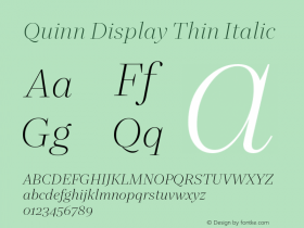 QuinnDisplay-ThinItalic Version 1.0 Font Sample