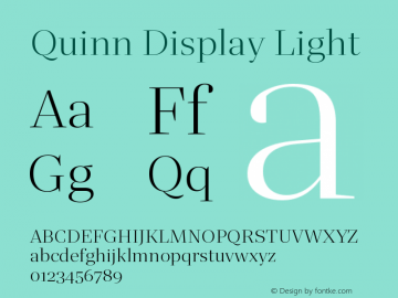 QuinnDisplay-Light Version 1.0 Font Sample