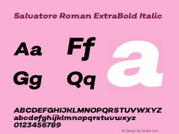 Salvatore Roman ExtraBold Italic Version 1.000;PS 001.000;hotconv 1.0.88;makeotf.lib2.5.64775图片样张