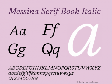 MessinaSerif-BookItalic Version 12.000图片样张