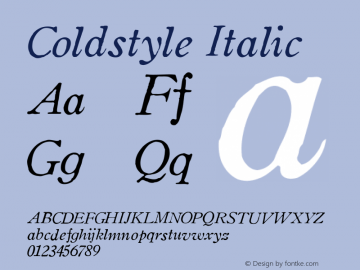 Coldstyle-Italic Version 001.000 Font Sample