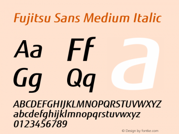 Fujitsu Sans Medium Italic Version 1.00 Font Sample