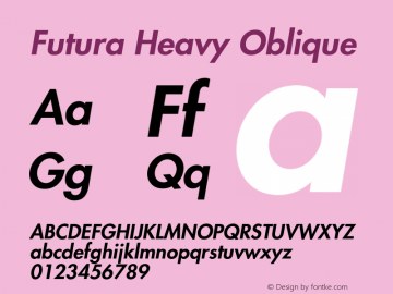 Futura-HeavyOblique 001.002 Font Sample