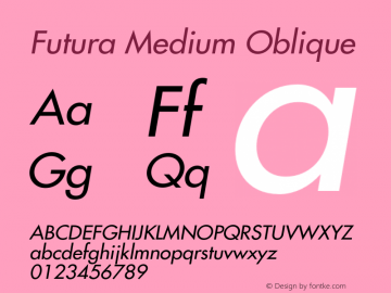 Futura-Oblique 001.002 Font Sample
