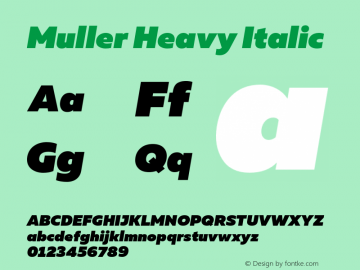 Muller-HeavyItalic Version 1.0;com.myfonts.easy.font-fabric.muller.heavy-italic.wfkit2.version.4nua Font Sample