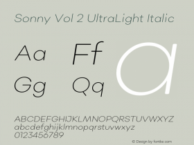 Sonny Vol 2 UltraLight Italic Version 1.000;PS 001.000;hotconv 1.0.88;makeotf.lib2.5.64775图片样张