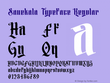 Sanekala Typeface Version 1.000 Font Sample