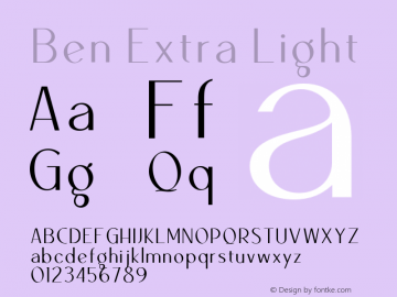 Ben-ExtraLight Version 1.000 Font Sample