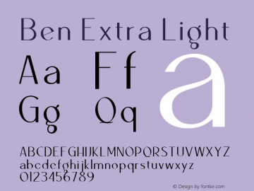 Ben Extra Light Version 1.000 Font Sample