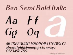 Ben Semi Bold Italic Version 1.000图片样张