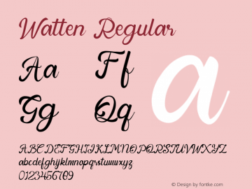Watten Version 1.00;June 20, 2020;FontCreator 12.0.0.2547 64-bit图片样张