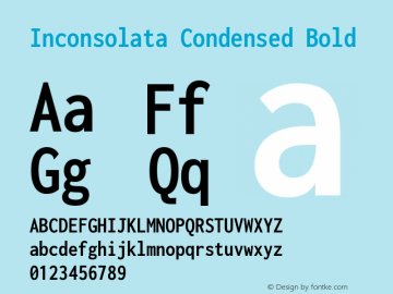 Inconsolata Condensed Bold Version 3.001 Font Sample