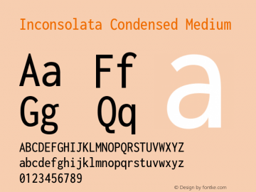 Inconsolata Condensed Medium Version 3.001 Font Sample