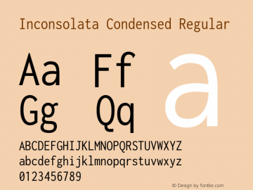 Inconsolata Condensed Regular Version 3.001 Font Sample