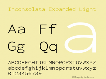Inconsolata Expanded Light Version 3.001 Font Sample