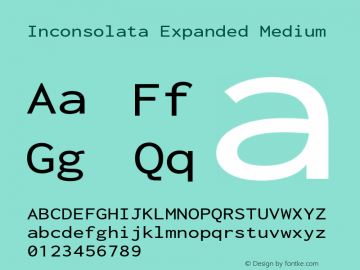 Inconsolata Expanded Medium Version 3.001 Font Sample