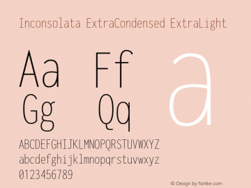 Inconsolata ExtraCondensed ExtraLight Version 3.001 Font Sample