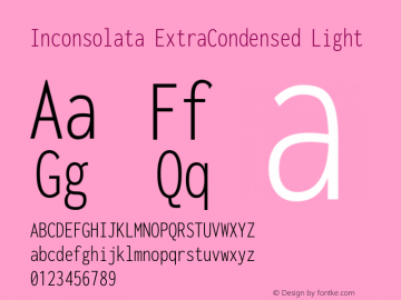 Inconsolata ExtraCondensed Light Version 3.001 Font Sample