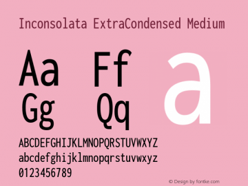 Inconsolata ExtraCondensed Medium Version 3.001 Font Sample