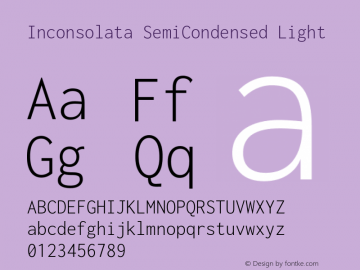 Inconsolata SemiCondensed Light Version 3.001 Font Sample