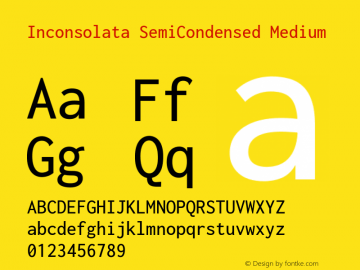 Inconsolata SemiCondensed Medium Version 3.001 Font Sample