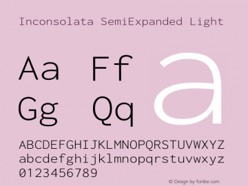 Inconsolata SemiExpanded Light Version 3.001 Font Sample