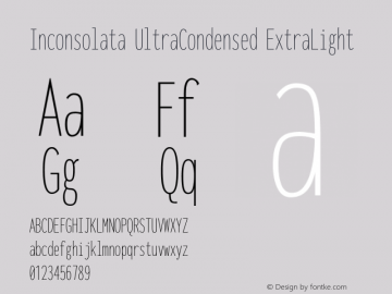 Inconsolata UltraCondensed ExtraLight Version 3.001 Font Sample