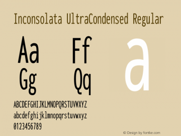 Inconsolata UltraCondensed Regular Version 3.001 Font Sample