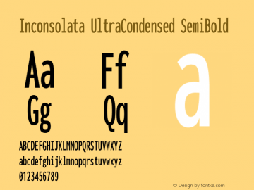 Inconsolata UltraCondensed SemiBold Version 3.001 Font Sample