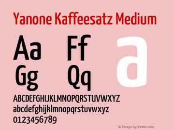 Yanone Kaffeesatz Medium Version 2.001; ttfautohint (v1.8.1.43-b0c9) Font Sample