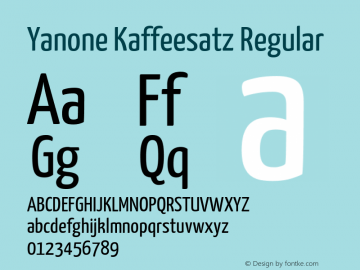 Yanone Kaffeesatz Regular Version 2.001; ttfautohint (v1.8.1.43-b0c9) Font Sample