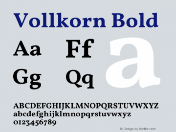 Vollkorn Bold Version 5.000 Font Sample