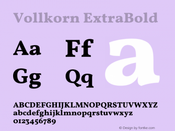 Vollkorn ExtraBold Version 5.000 Font Sample