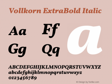 Vollkorn ExtraBold Italic Version 5.000图片样张