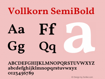 Vollkorn SemiBold Version 5.000 Font Sample