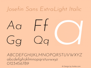 Josefin Sans ExtraLight Italic Version 2.000图片样张
