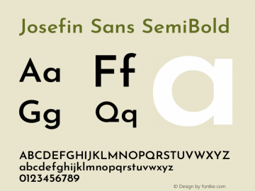 Josefin Sans SemiBold Version 2.000 Font Sample